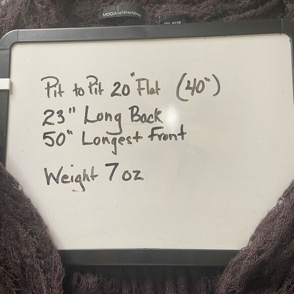 VTG Moda International Pointelle Knit Cardigan Chocolate Brown Baby Mohair Wool - Picture 10 of 12